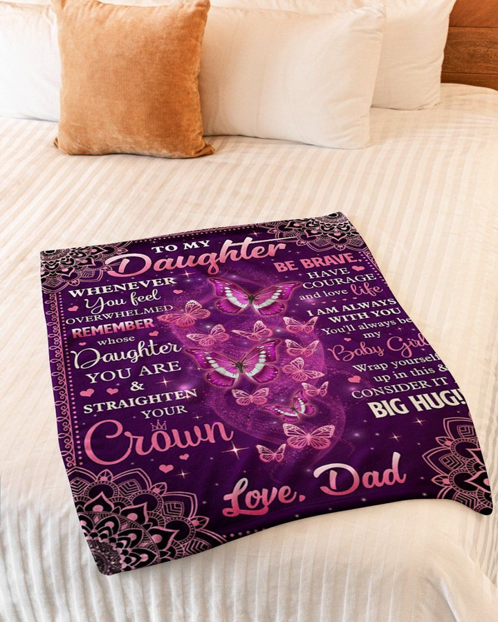 Whenever You Feel Overwhelmed Mandala Flower Dad Gift For Daughter Fleece Blanket