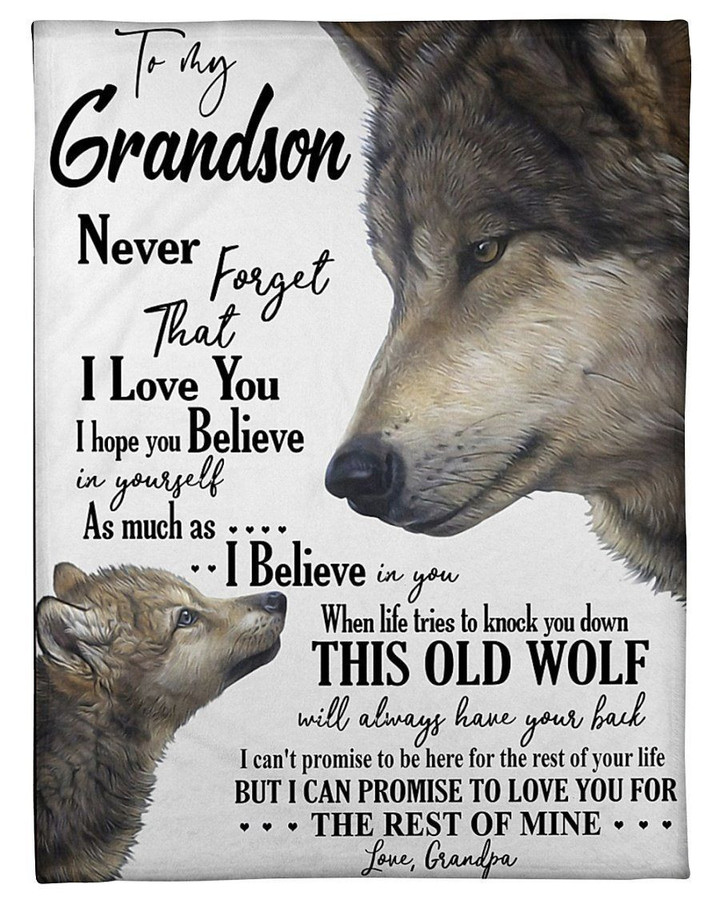 Never Forget That I Love You Great Gift For Grandson Fleece Blanket
