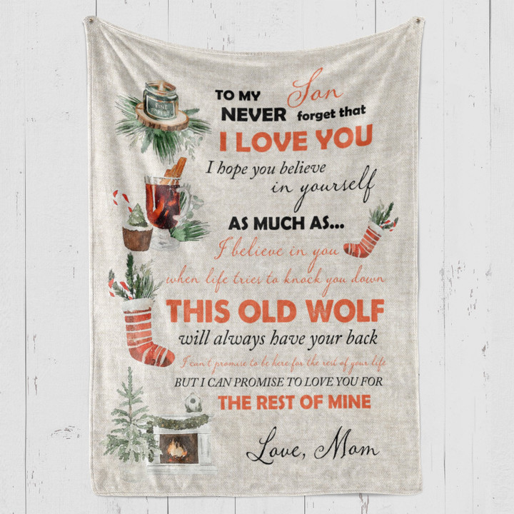 Christmas Blanket Birthday Gift Ideas For Son From Mother Mom Never Forget I Live You Family Cozy Fleece Blanket, Sherpa Blanket