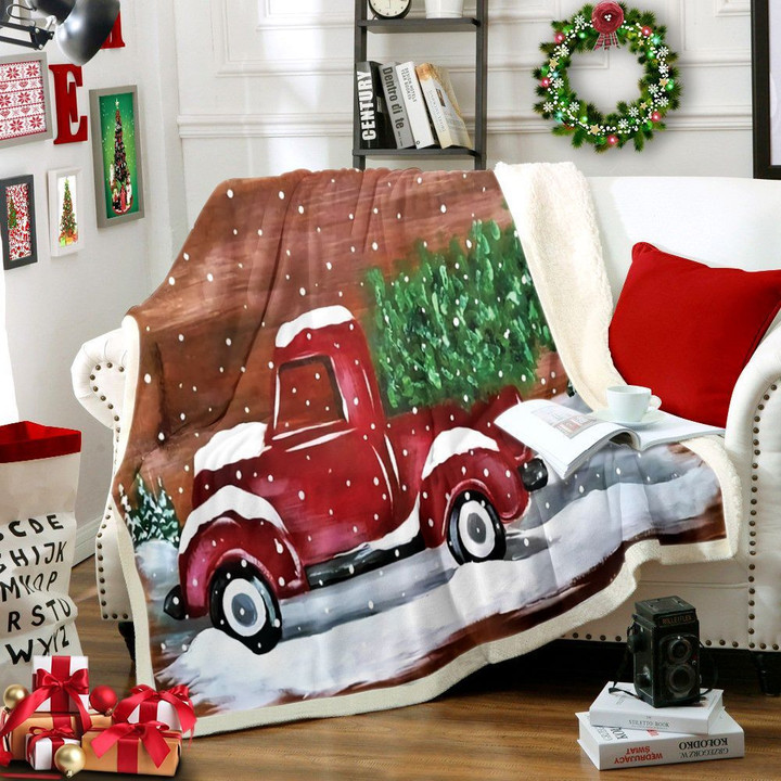 Truck With Christmas Tree Tn0111176Tt Sherpa Fleece Blanket