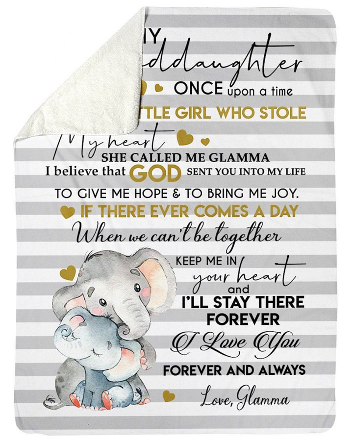 I'Ll Stay There Forever Elephant Grandma Gift For Granddaughter Fleece Blanket Sherpa Blanket