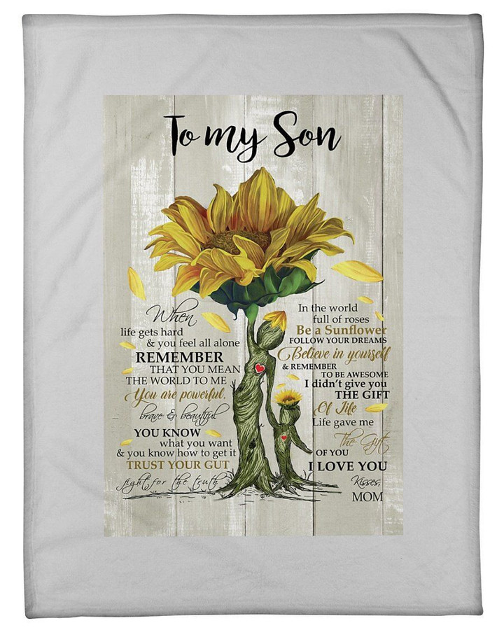 The Gift Of You Sunflower Tree Of Life Mom Fleece Blanket Gift For Son Fleece Blanket