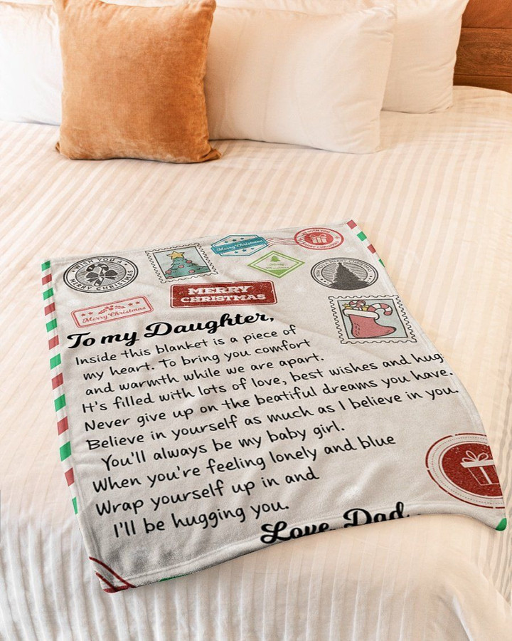 Inside Blanket Is Piece My Of My Heart Dad Gift For Daughter Fleece Blanket