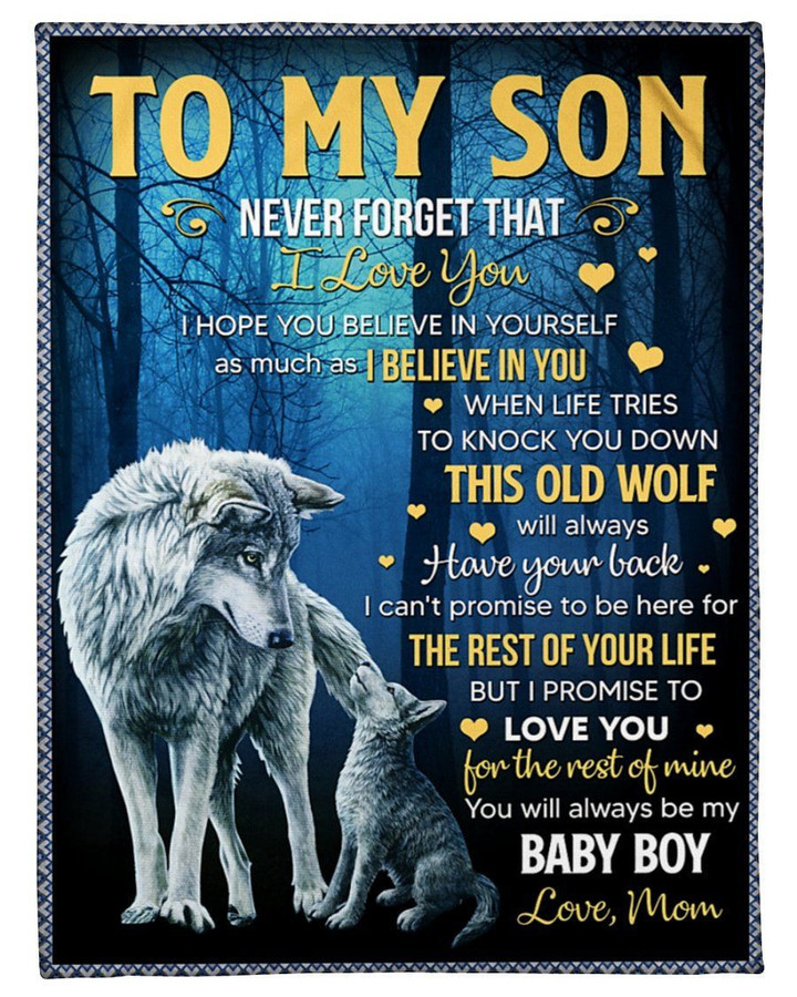Old Wolf Always Have Your Back Mom To Son Fleece Blanket