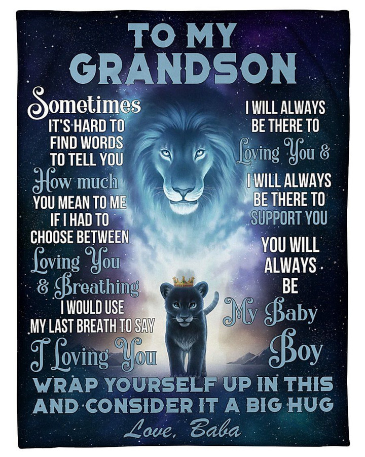 Baba To Grandson Customized Name Lion Always Be There To Love You Fleece Blanket