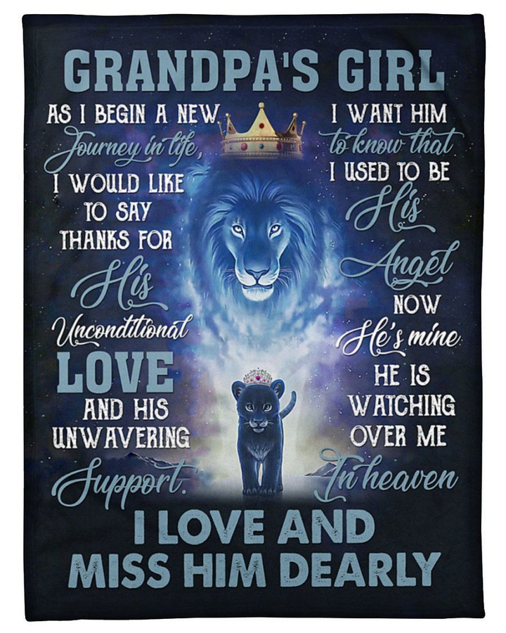 Lion Gift For Angel Grandpa He Is Watching Over Me In Heaven Fleece Blanket