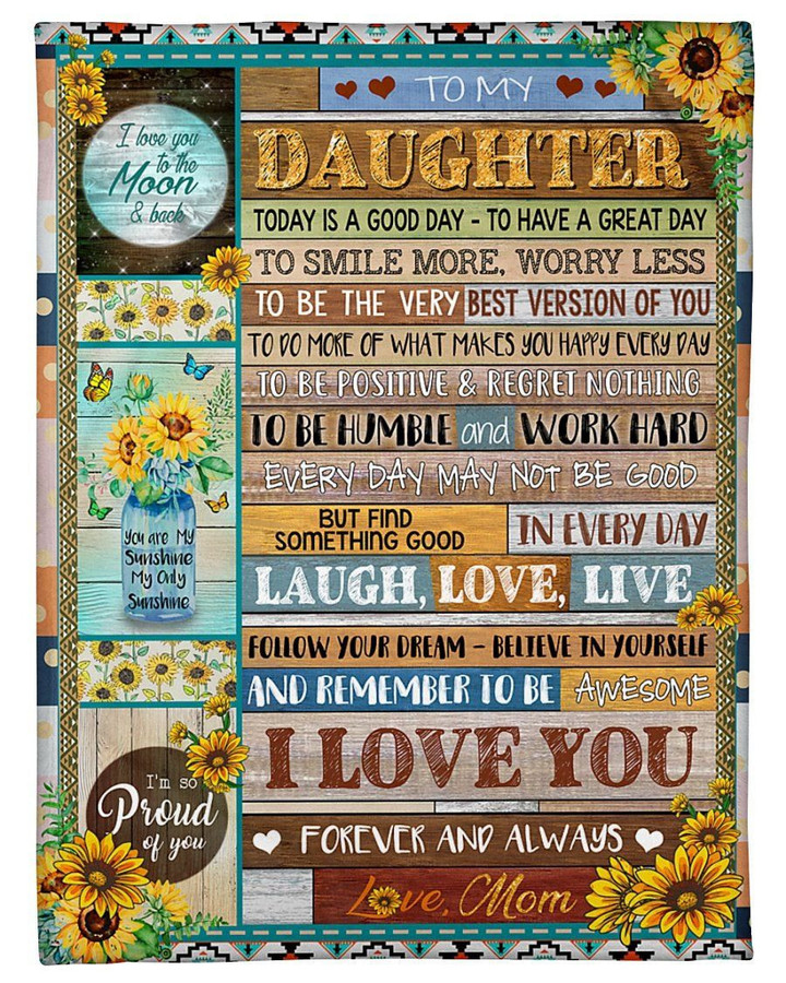 Remember To Be Awesome Sunflowers Mom To Daughter Fleece Blanket Sherpa Blanket