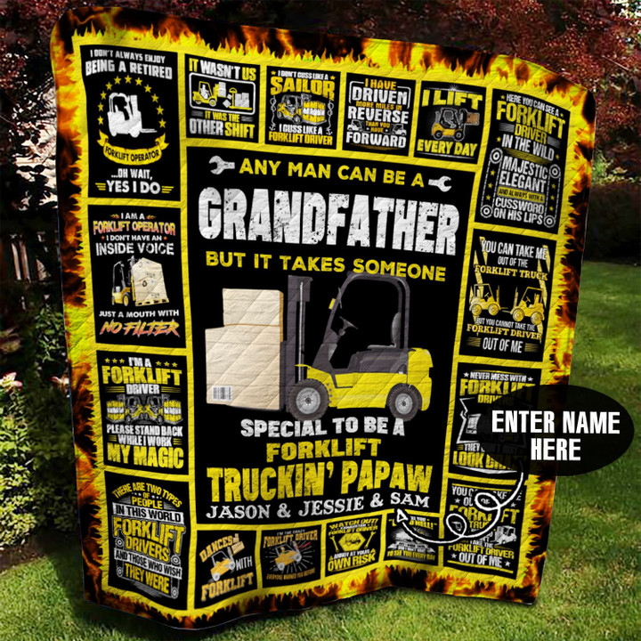 Grandfather Forklift Truck Personalized Quilt Blanket Bbb060614Sm