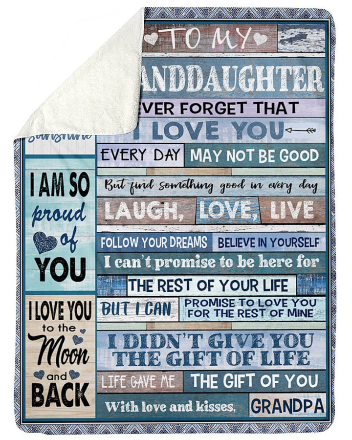 Grandpa Gift For Granddaughter Wooden Laugh Love Live You Are My Sunshine Sherpa Blanket