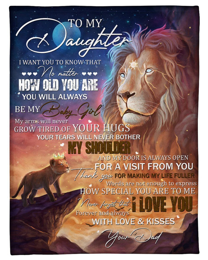You Will Always Be My Baby Girl Lion Ancestor Dad Gift For Daughter Fleece Blanket