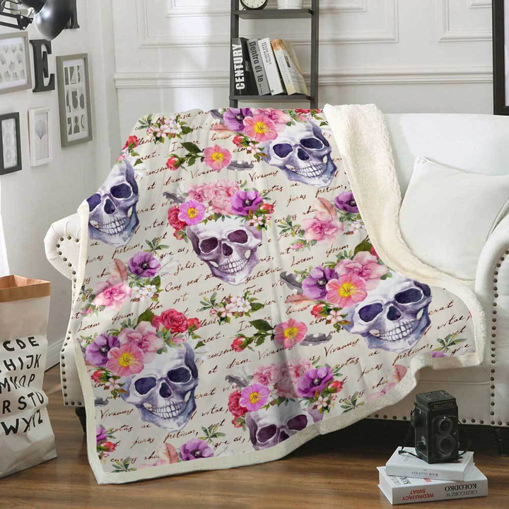 Sugar Skull Fleece Blanket | Adult 60X80 Inch | Youth 45X60 Inch | Colorful | Bk3427
