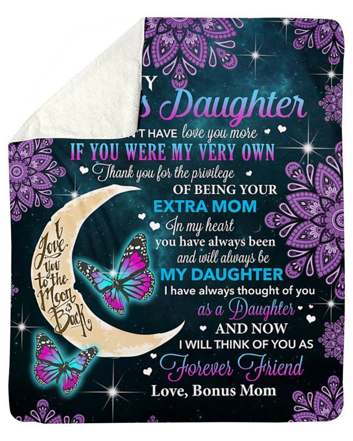 Purple Butterflies Moon To Bonus Daughter I Will Think Of You Fleece Blanket Sherpa Blanket