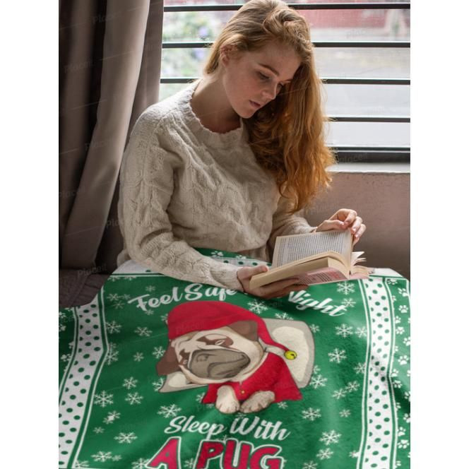 Blanket Feel Safe At Night, Sleep With A Pug Super Soft Warm Cozy Blanket Fleece Blanket