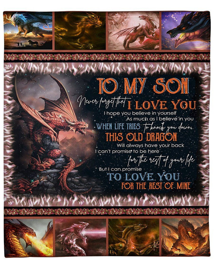 Fleece Blanket To My Son Never Forget That I Love You Old Dragon Fleece Blanket