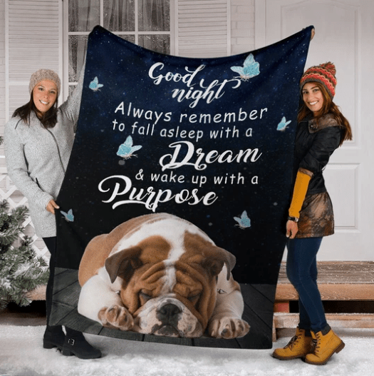 
	Bulldog Good Night Blanket, Gift For You, Gift For Her, Gift For Him, Gift For Dog Lover, Gift Bull Dog Lover