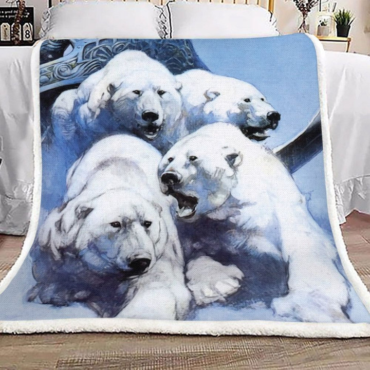 Polar Bear Sherpa Fleece Blanket Kogt
