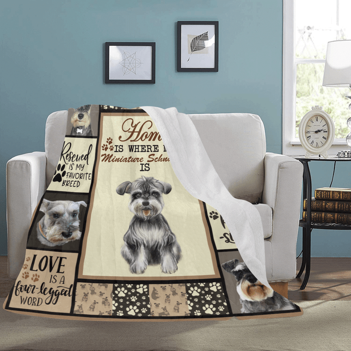 
	Dog Blanket Home Is Where My Miniature Schnauzer Is Schnauzer Dog Fleece Blanket