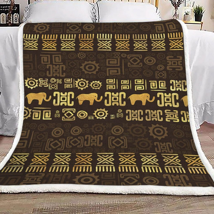 Ethnic African Pattern Browns And Golds Sherpa Fleece Blanket Rrn