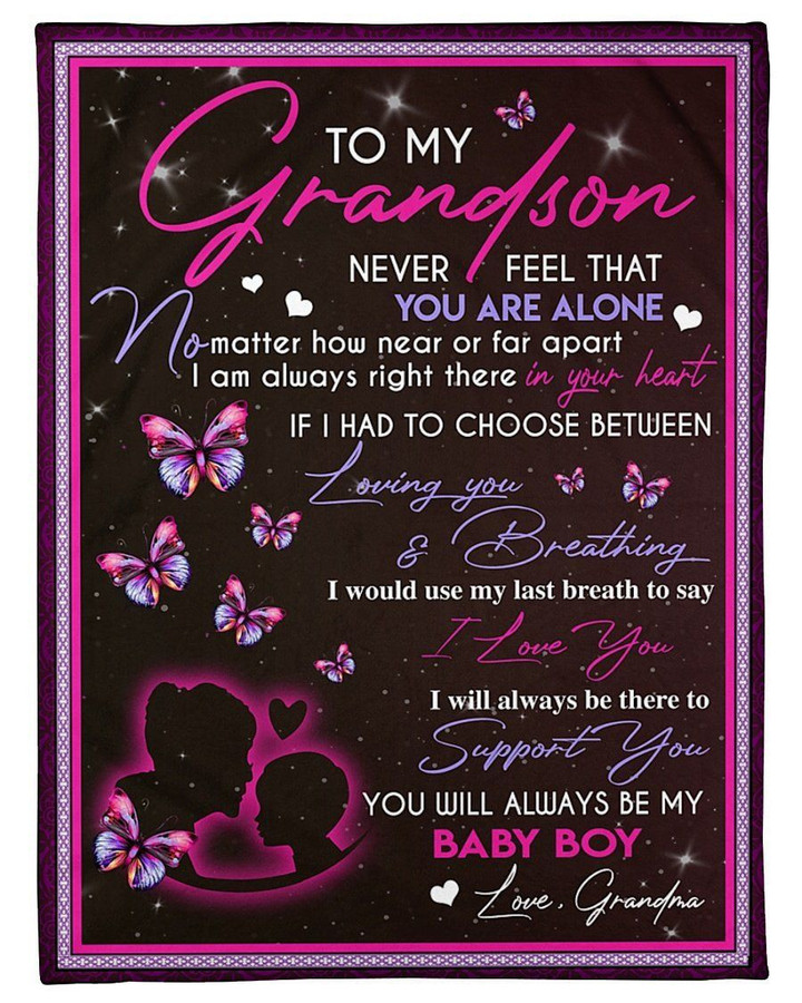 You Will Always Be My Baby Boy Lovely Message From Grandma Gifts For Grandsons Fleece Blanket