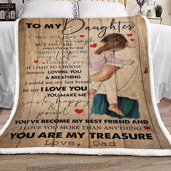 Family To My Daughter From Dad Sherpa Fleece Blanket Rryo