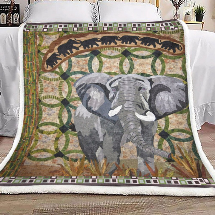 Elephant Sherpa Fleece Blanket Kojh