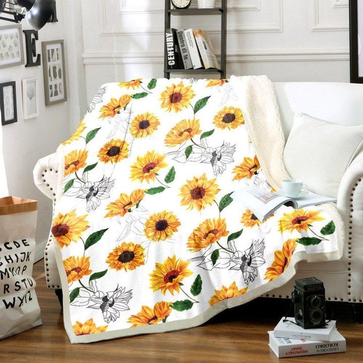 Sunflower Sherpa Fleece Blanket Kocg