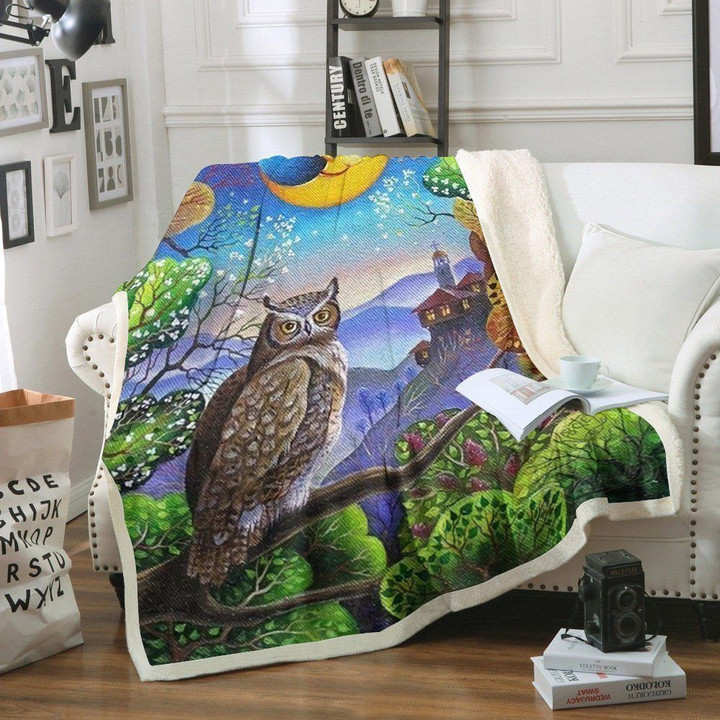 Owl Sherpa Fleece Blanket Koto