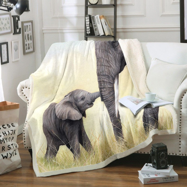 Elephant Sherpa Fleece Blanket Kofa
