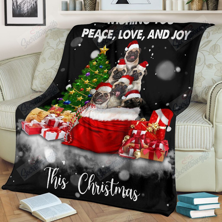 Christmas Wishes From Pug Yw0701331Cl Fleece Blanket