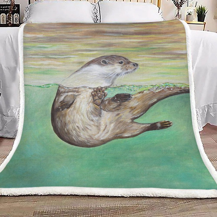 Otter Sherpa Fleece Blanket Kovj