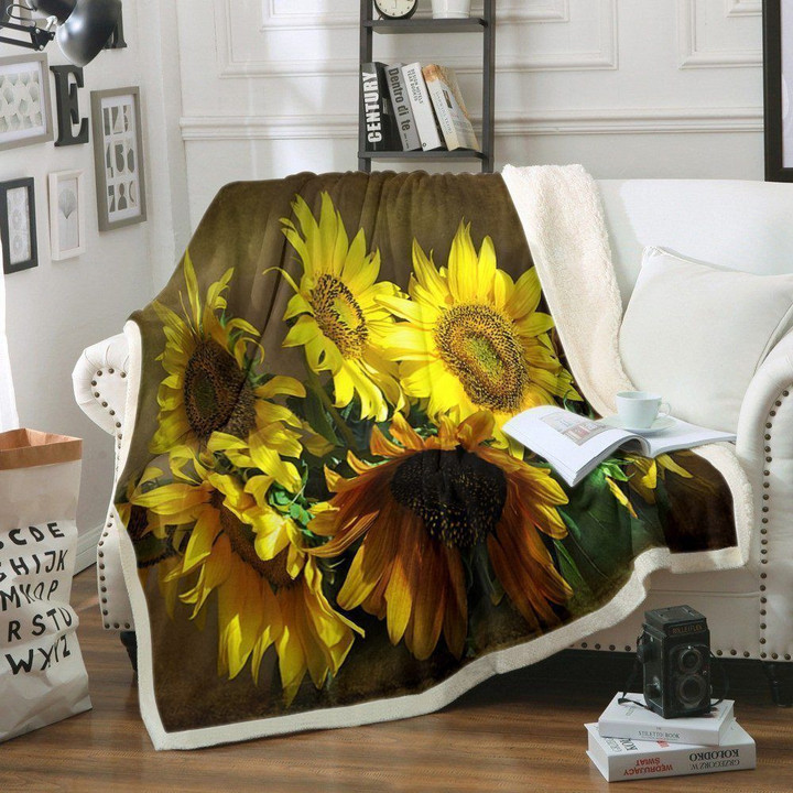 Sunflower Sherpa Fleece Blanket Koeb