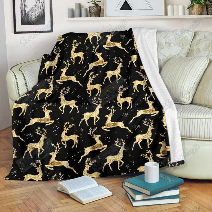 Gold Deer Pattern Gs-Cl-Dt1903 Fleece Blanket