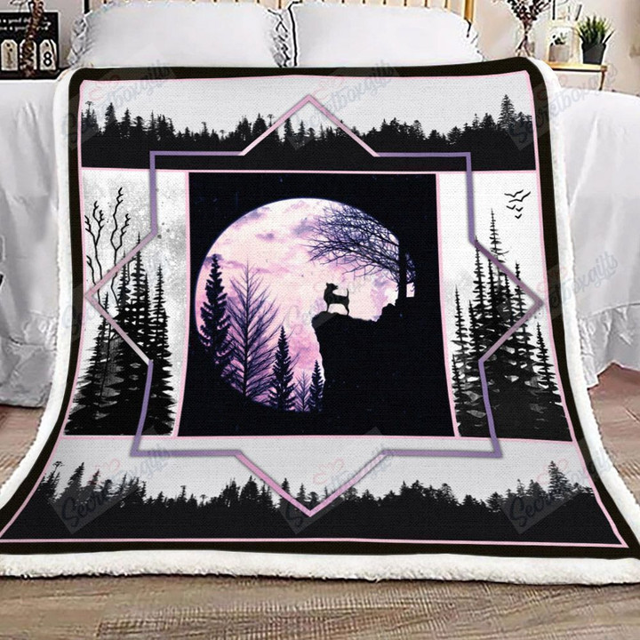 Chihuahua At Full Moon In The Forest Gs-Kl1101Ph Fleece Blanket