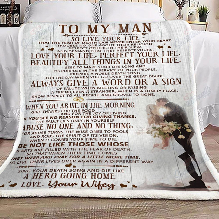 Family To My Man Love Your Wifey Am3012050Cl Fleece Blanket