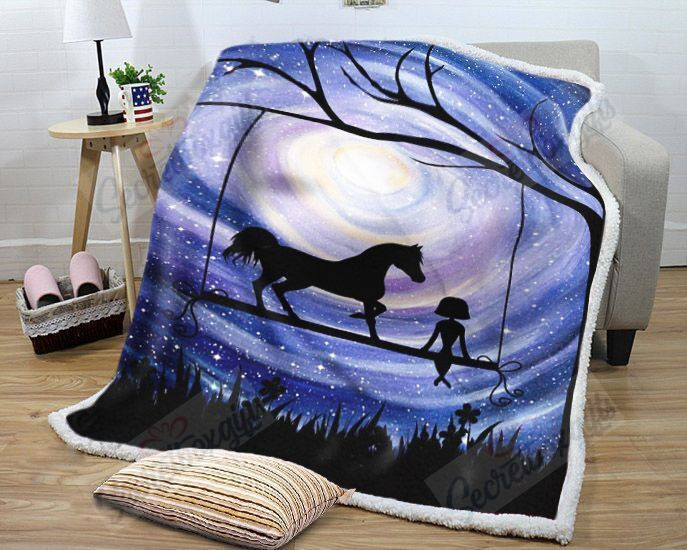 Girl And Horse Gs-Ld0310At Fleece Blanket