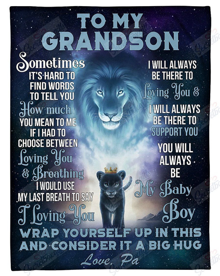 Pa To Grandson Lion Always Be There To Love You Th3012356Cl Fleece Blanket