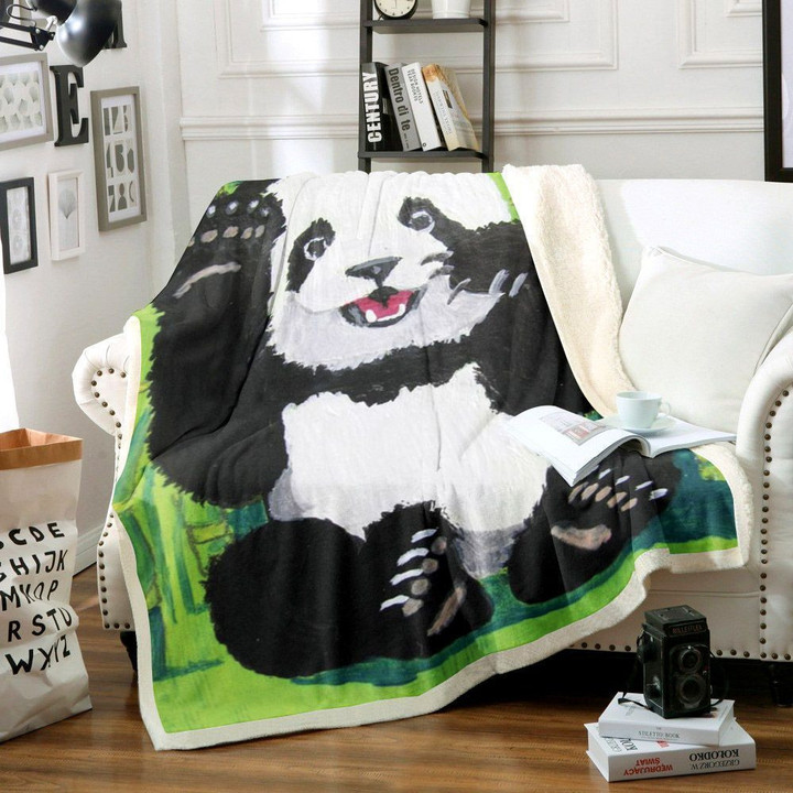 Panda Sherpa Fleece Blanket Ykya