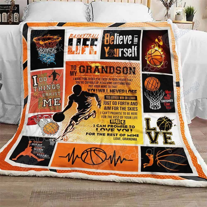 To My Grandson Basketball Gs-Cl-Ld2906 Fleece Blanket
