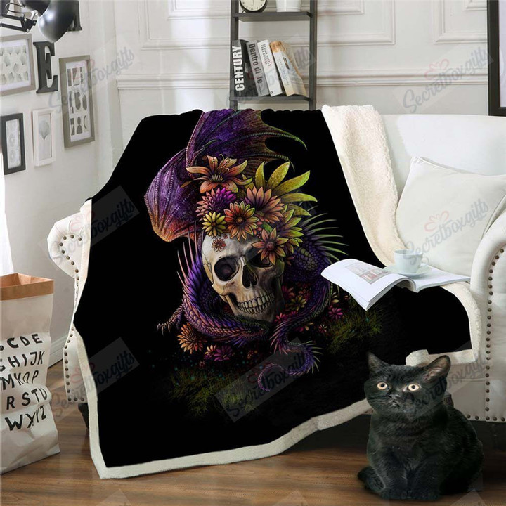 Black Skull Flower Gs-Cl-Kc0107 Fleece Blanket