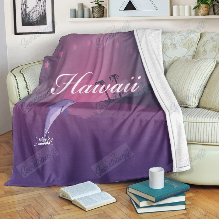 Hawaiian Dolphin Violet Polynesian Yw2202287Cl Fleece Blanket