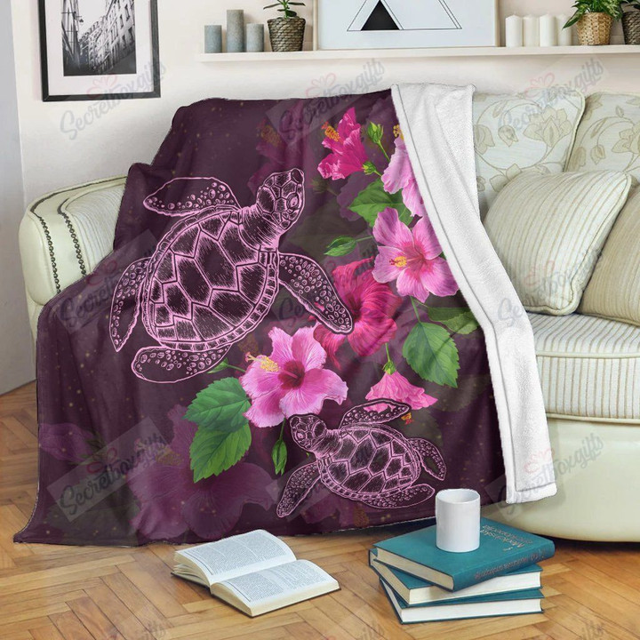 Hawaii Turtle Hibiscus Pink Simple Yw2202077Cl Fleece Blanket