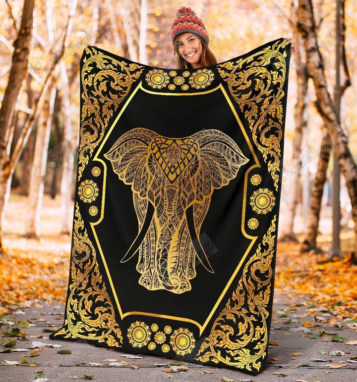 Elephant Gold Mandala Gs-Cl-Ml1303 Fleece Blanket