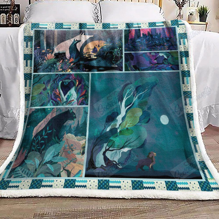Lion And Wolf In Night Gs-Cl-Ld2706 Fleece Blanket