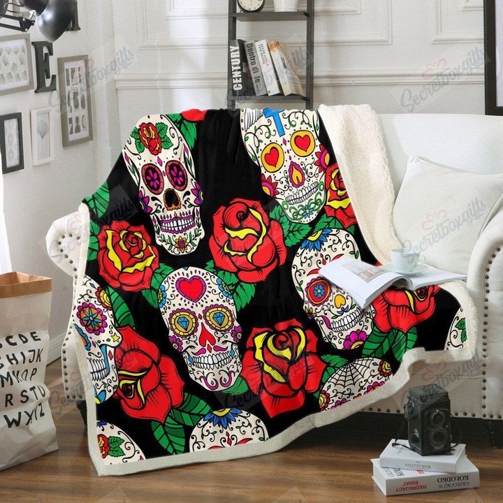 Pattern With Sugar Skulls Gs-Nt1601 Fleece Blanket