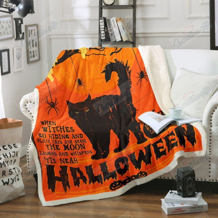 Happy Halloween Black Cat Gs-Ld1510Mt Fleece Blanket