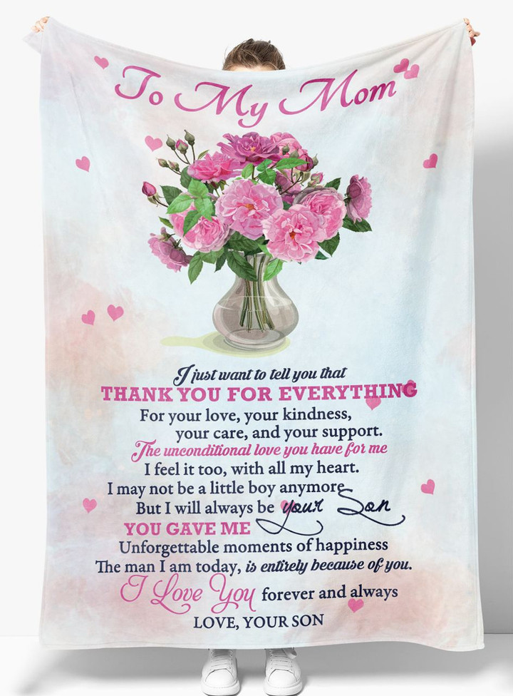 Gift For Mom - From Son - Fleece Blanket Bsm006