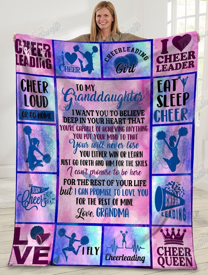To My Granddaughter I Want You To Believe Deep In Your Heart Cheerleading Cheerleader Gs-Cl-Ld0106 Fleece Blanket