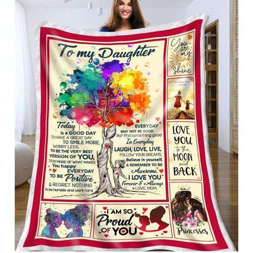 To My Daughter I Am So Proud Of You You Are My Sunshine Fleece Blanket Personalized Gift