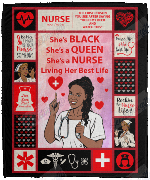 She Is Black She Is A Queen She Is A Nurse Nursing Gs-Cl-Dt1303 Fleece Blanket