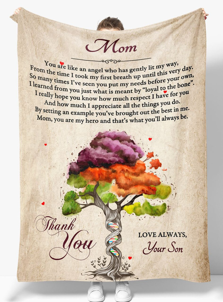Gift For Mom - From Son - Fleece Blanket Bsm005